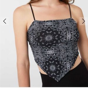 Rue 21 Medium Silky Bandanna Top Triangle Front Tie Back Printed Crop Tank Top